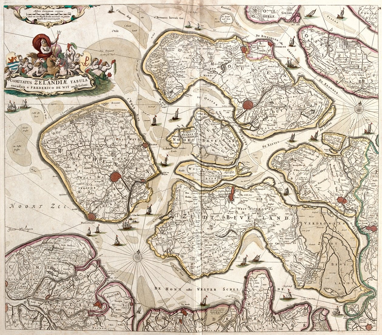 Mapa hrabiego Zelande (Holandia) (akwaforta autorstwa Frederick de Wit