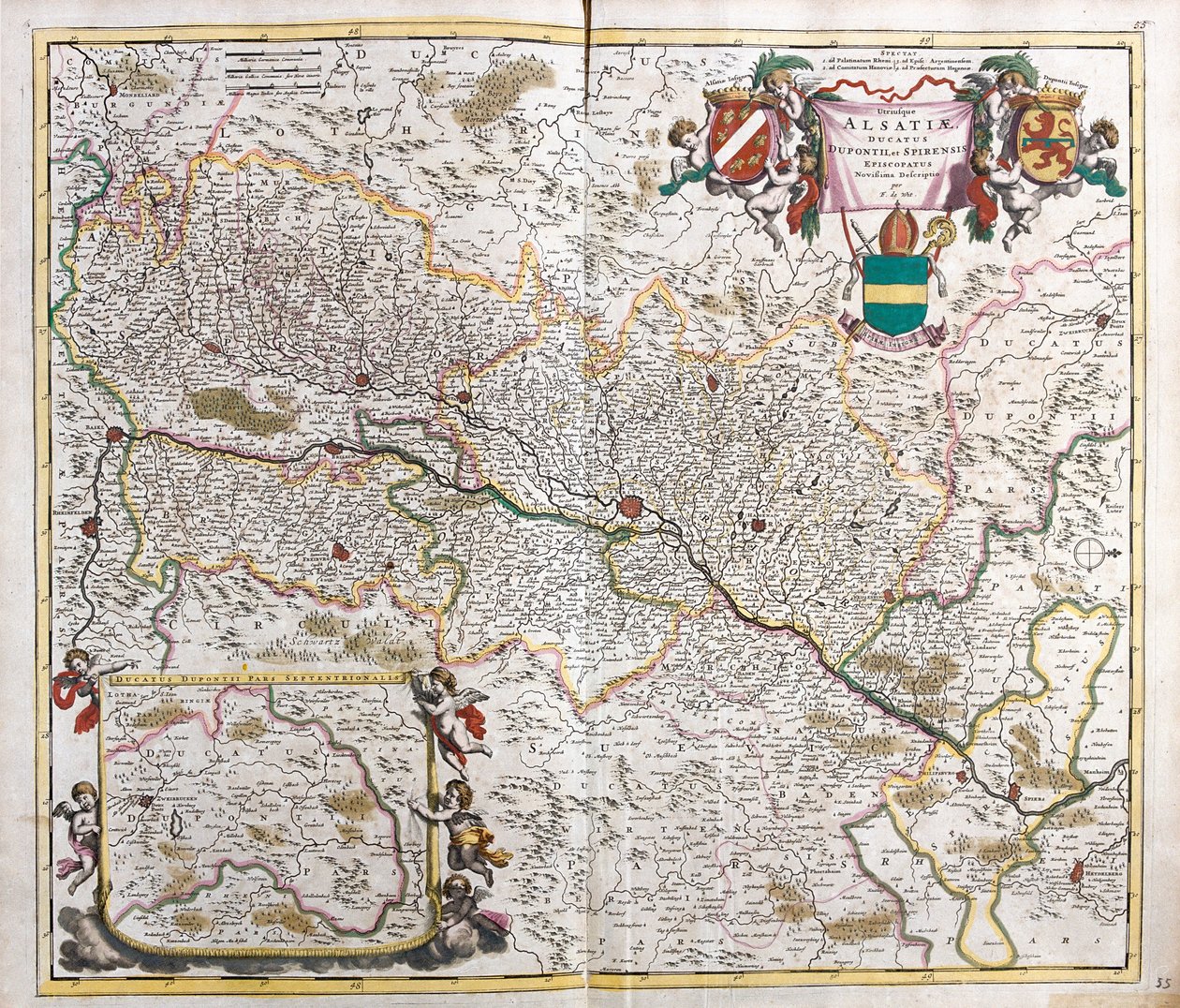 Mapa Księstwa Alzacji (Francja) (akwaforta autorstwa Frederick de Wit