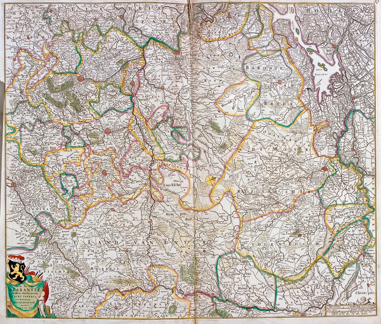Mapa Księstwa Brabancji (Belgia, Holandia) (akwaforta) autorstwa Frederick de Wit
