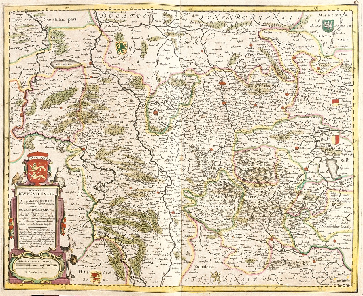 Mapa Księstwa Brunszwiku (Niemcy) (akwaforta) autorstwa Frederick de Wit