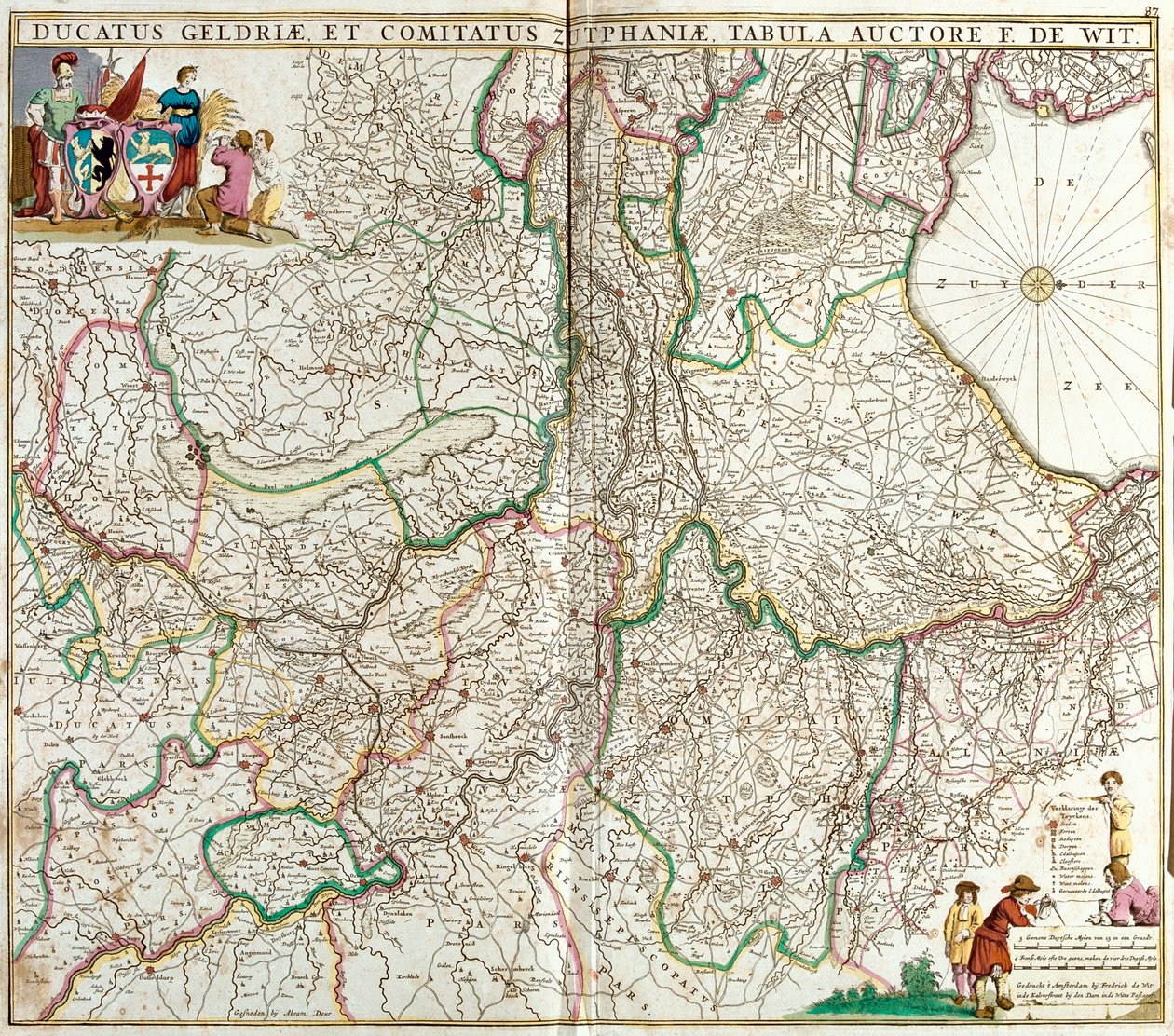 Mapa Księstwa Gelderland i hrabiego Zutphen (Niemcy) (akwaforta) autorstwa Frederick de Wit