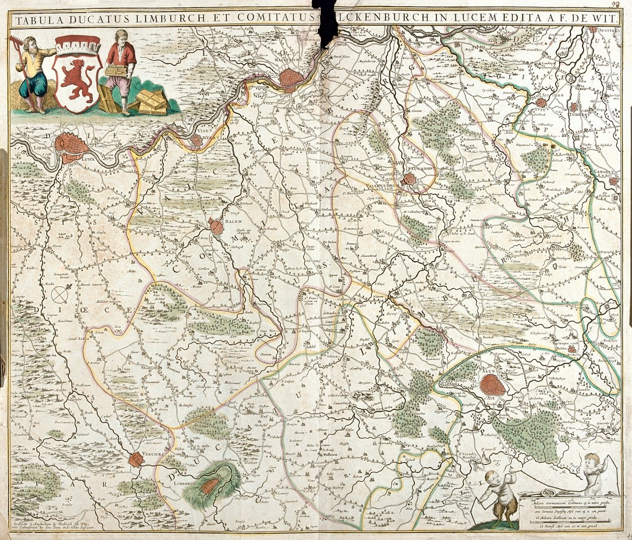Mapa Księstwa Limburgii (Belgia) (akwaforta autorstwa Frederick de Wit