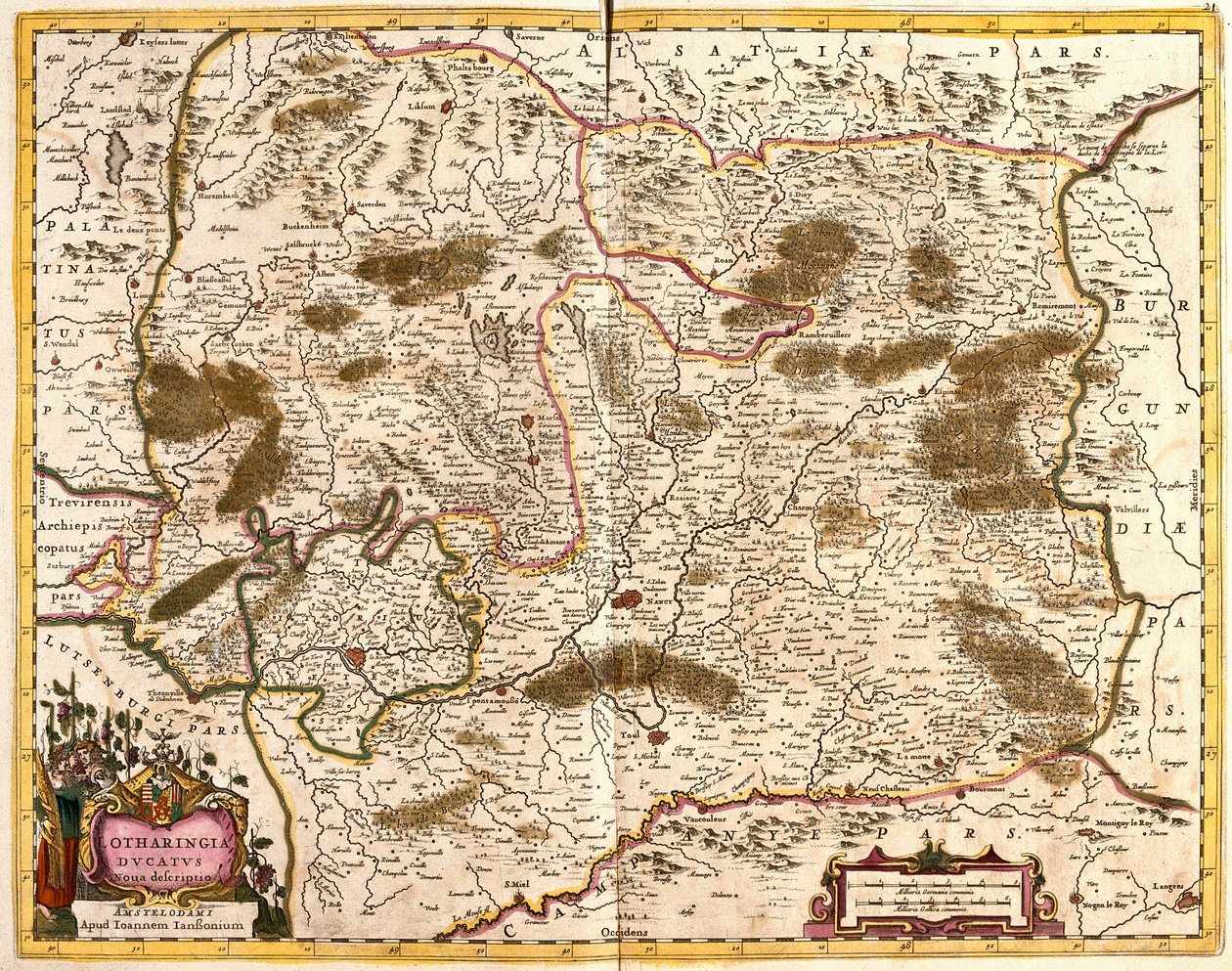 Mapa Księstwa Lotaryngii (Francja) (akwaforta) autorstwa Frederick de Wit