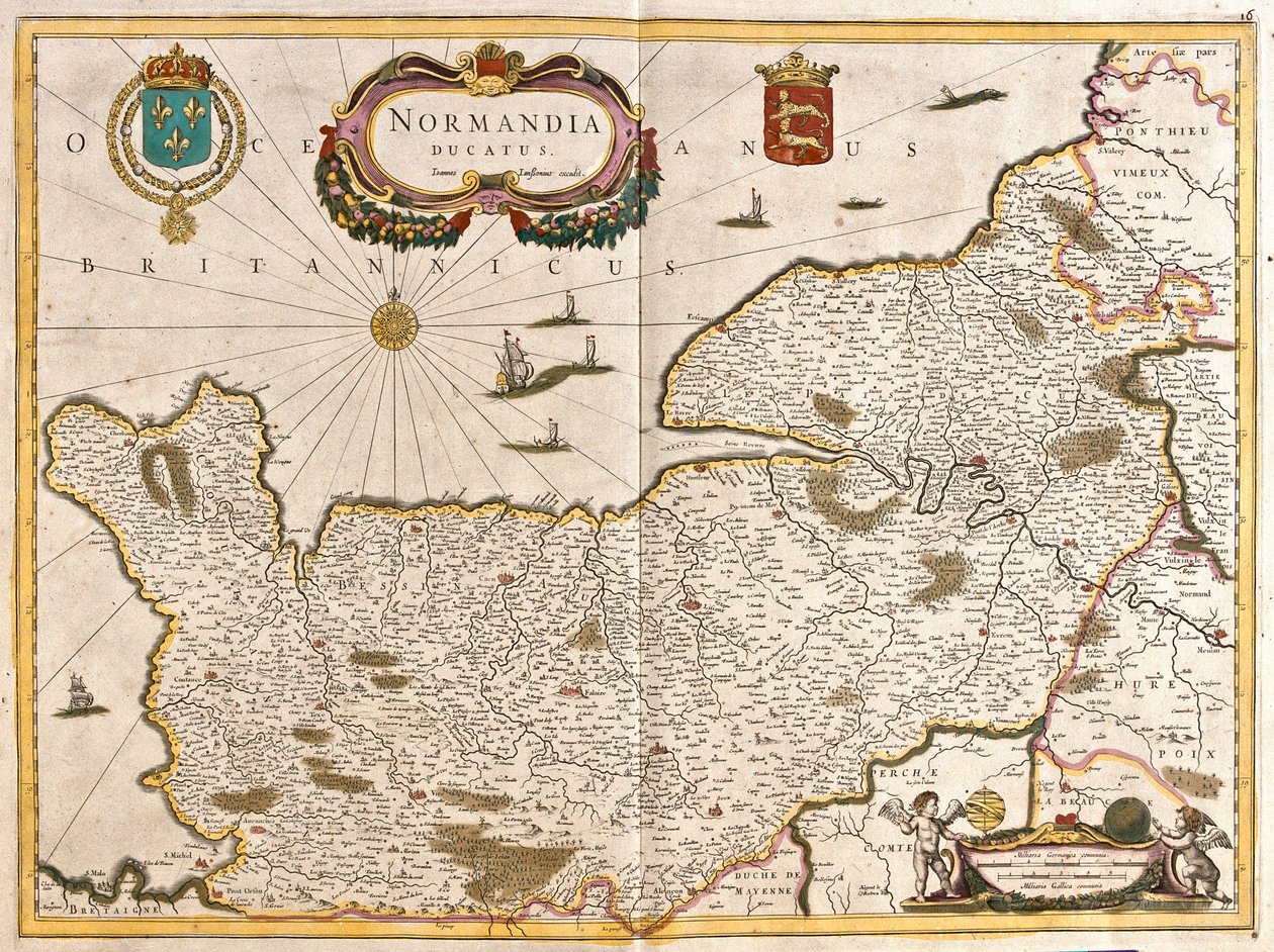 Mapa Księstwa Normandii (Francja) (akwaforta) autorstwa Frederick de Wit