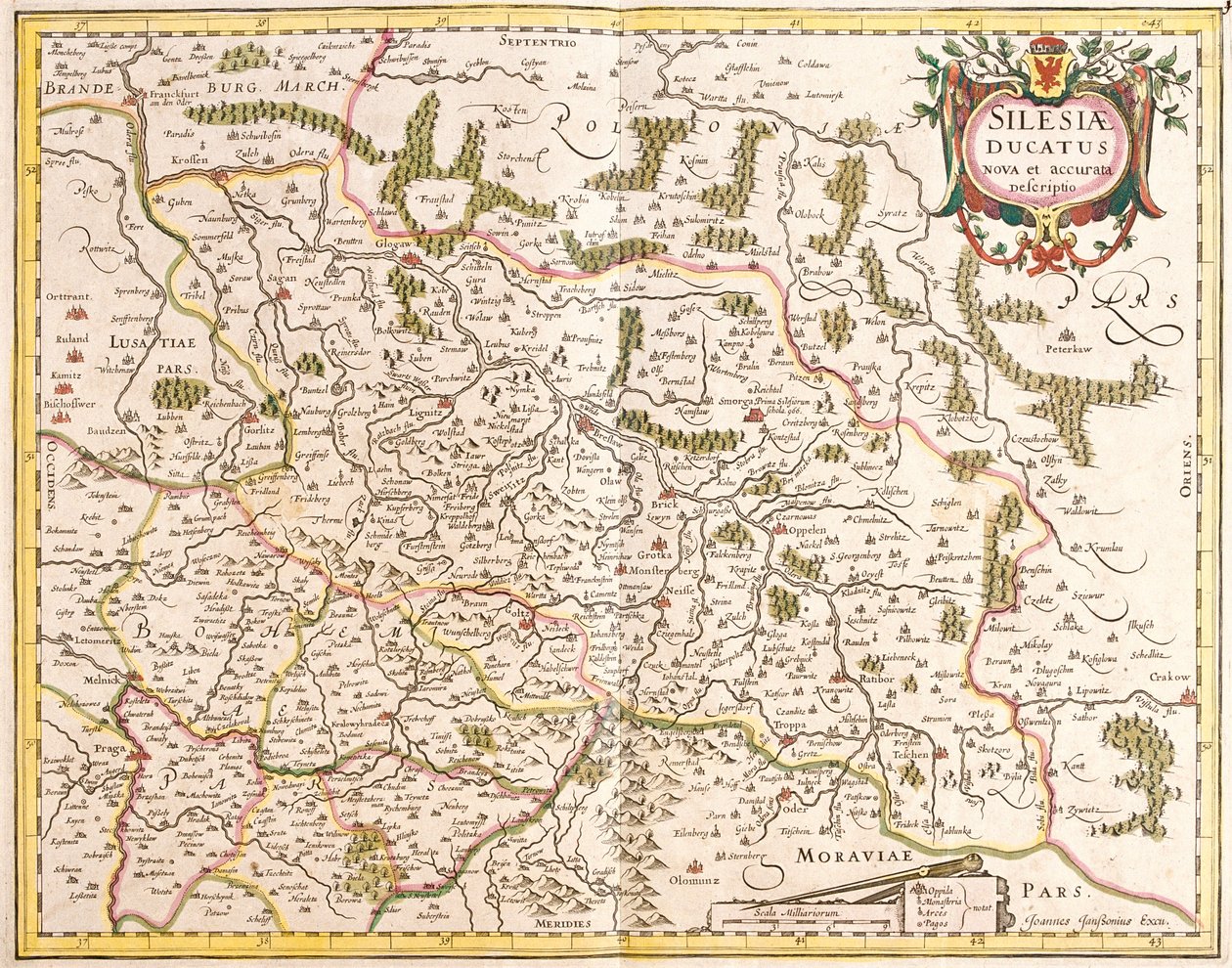 Mapa Księstwa Śląskiego (Niemcy i Czechy) (akwaforta autorstwa Frederick de Wit