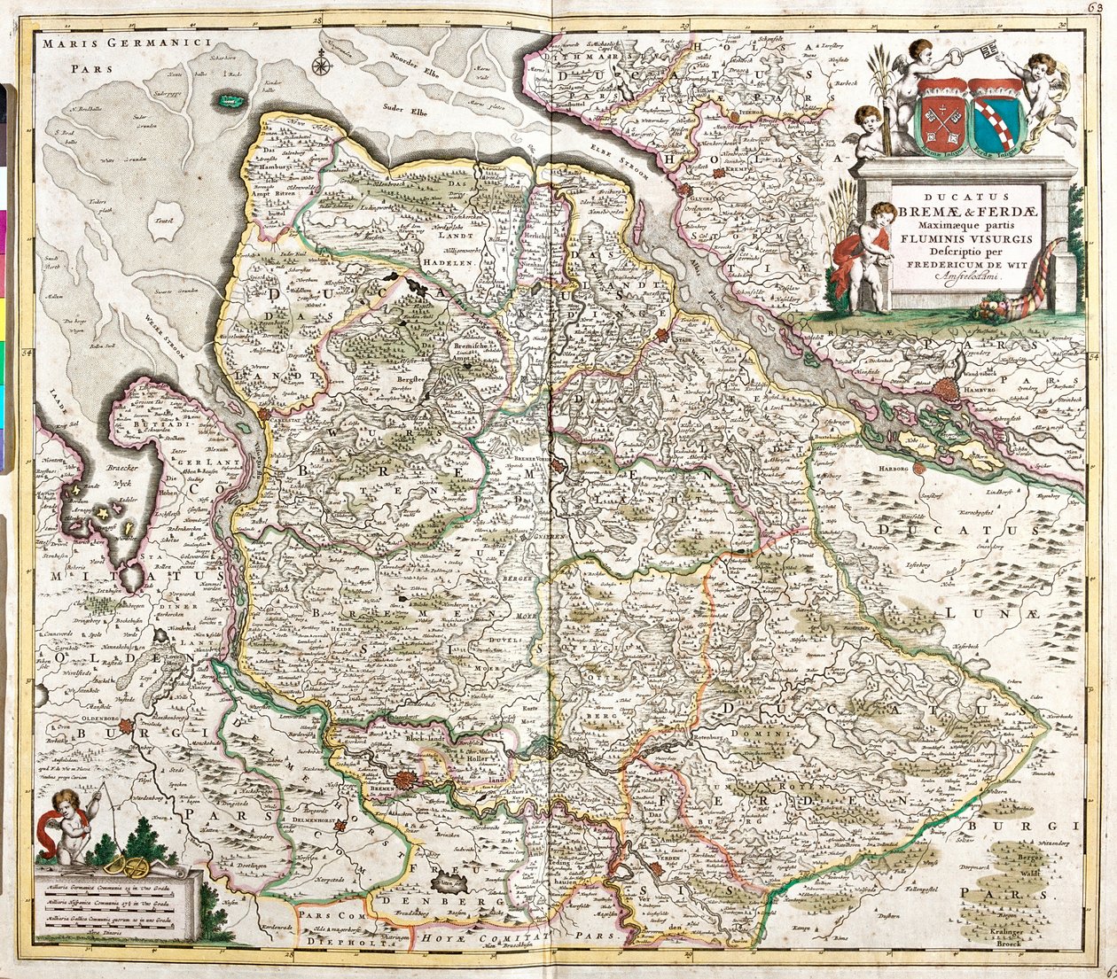 Mapa księcia Bremy i Verden (Niemcy) (akwaforta) autorstwa Frederick de Wit