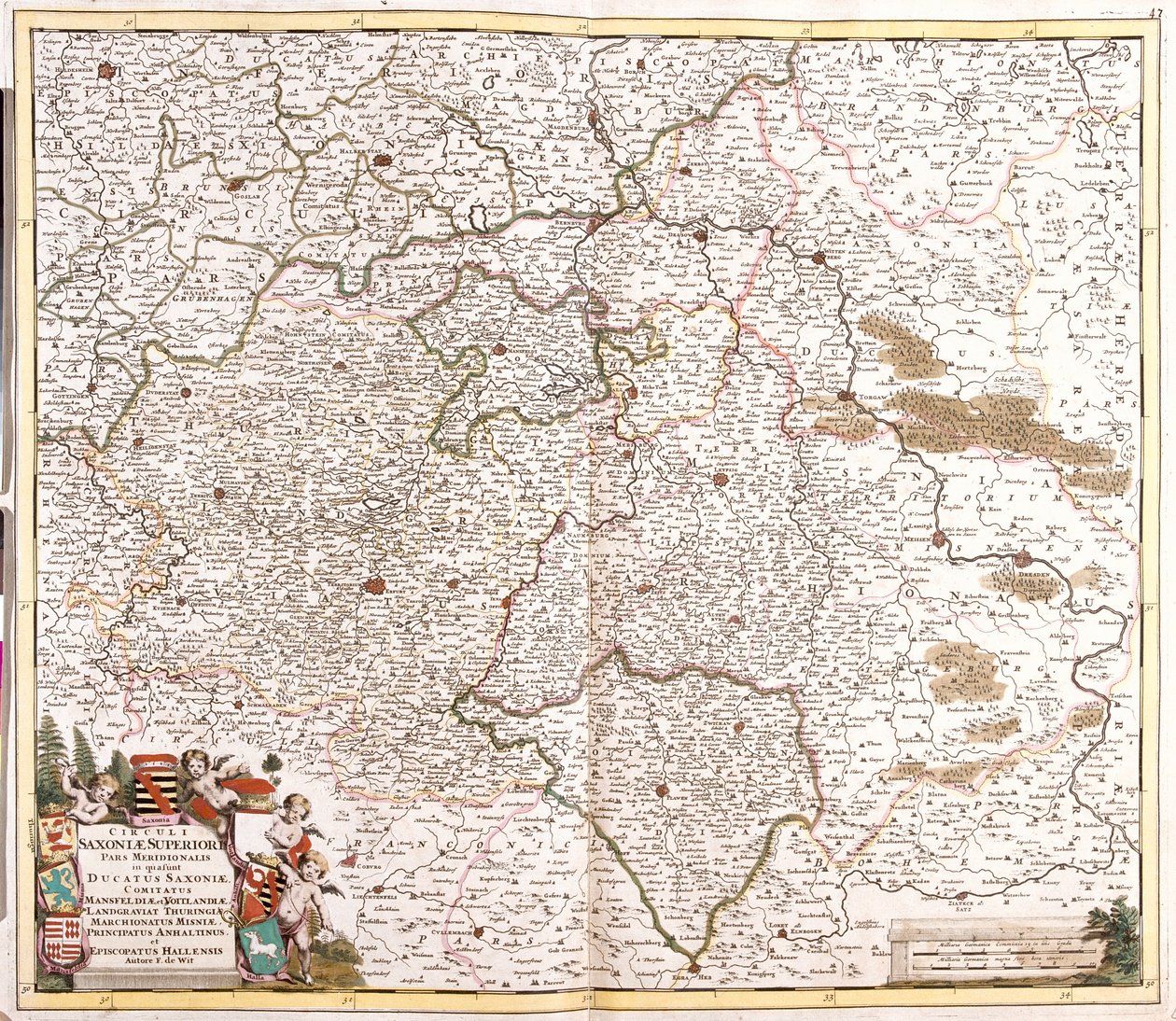Mapa księcia Saksonii (Niemcy) (akwaforta autorstwa Frederick de Wit