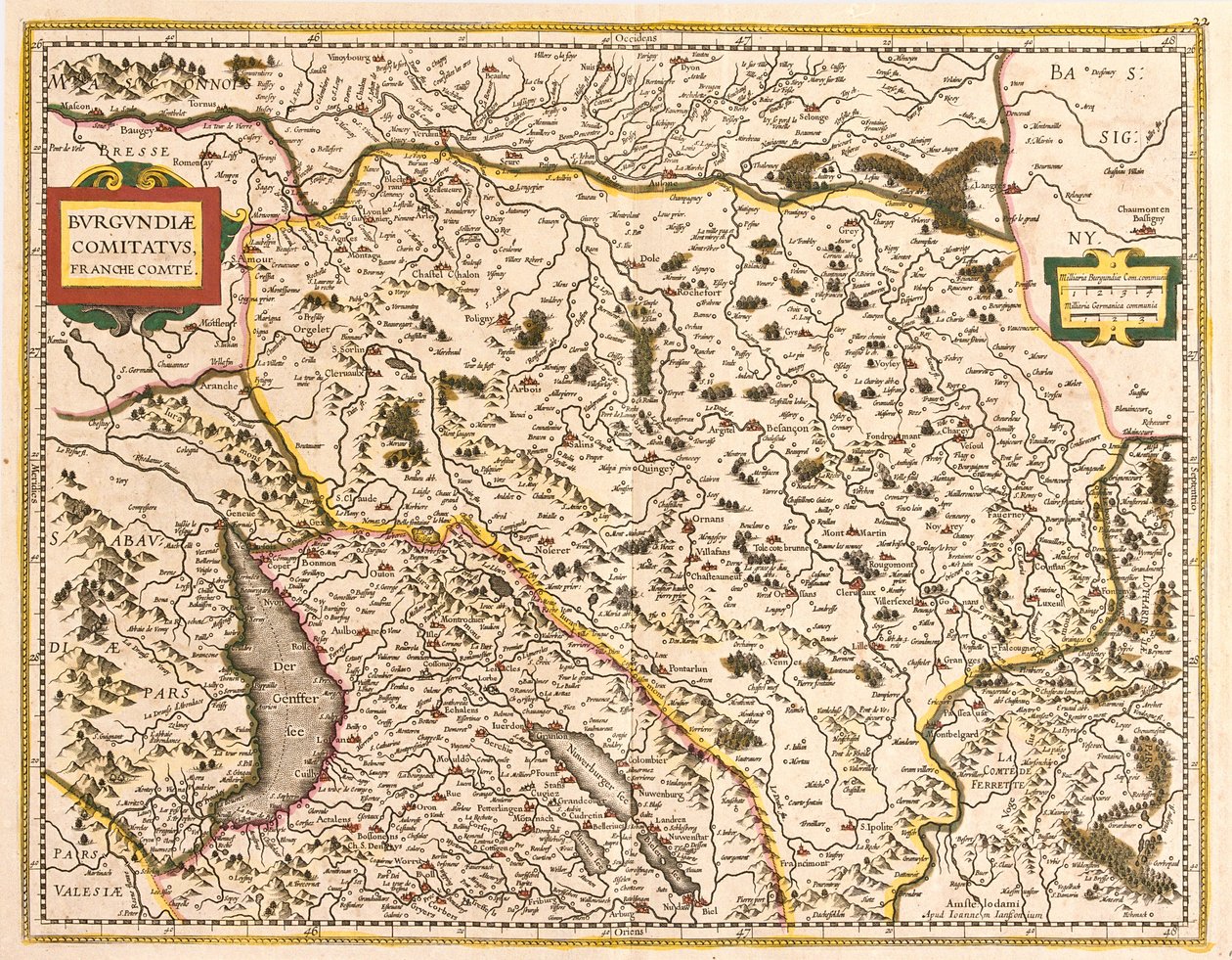 Mapa Franche Comte (Francja) (akwaforta autorstwa Frederick de Wit