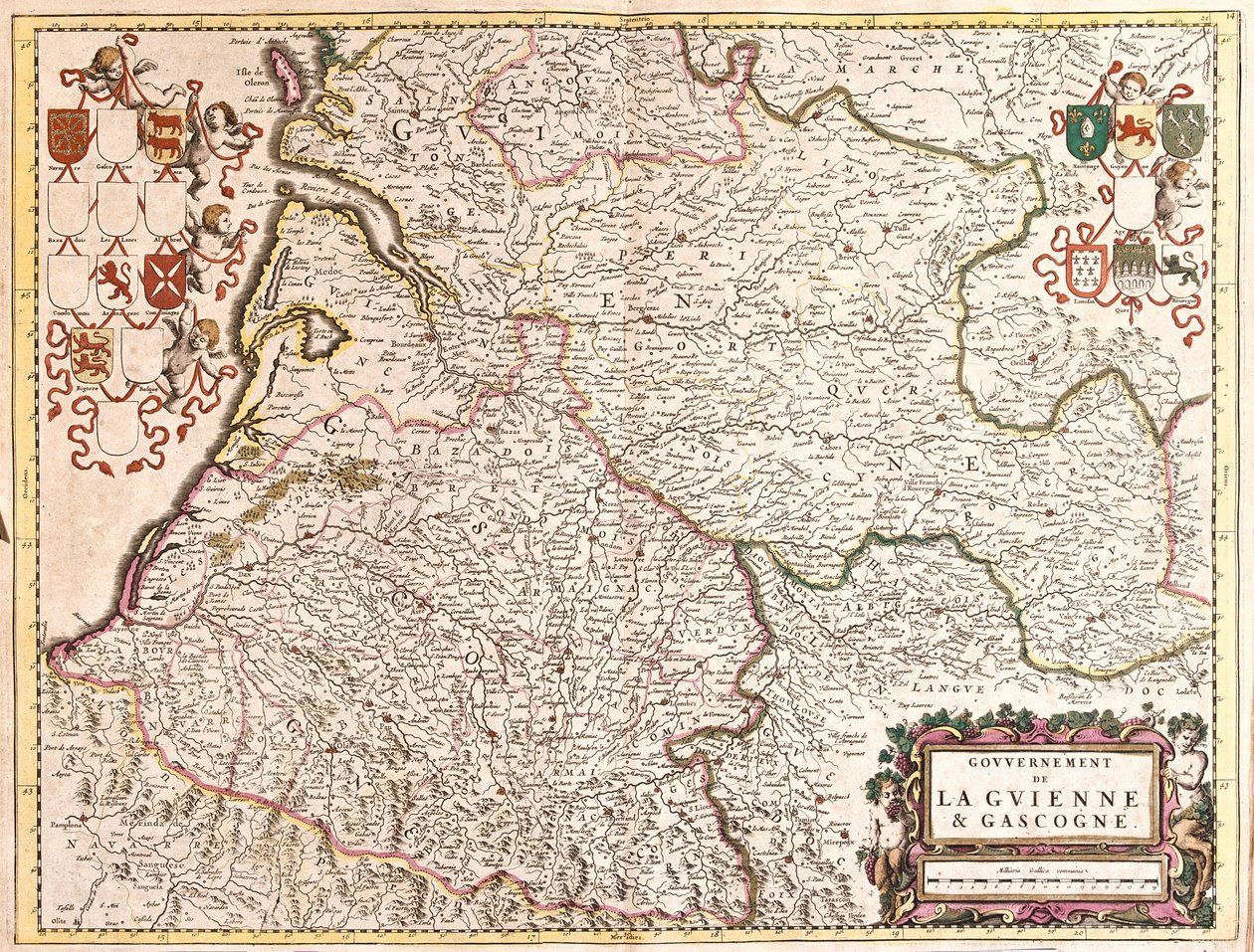 Mapa rządu Guyenne i Gascogne (Francja) (akwaforta) autorstwa Frederick de Wit