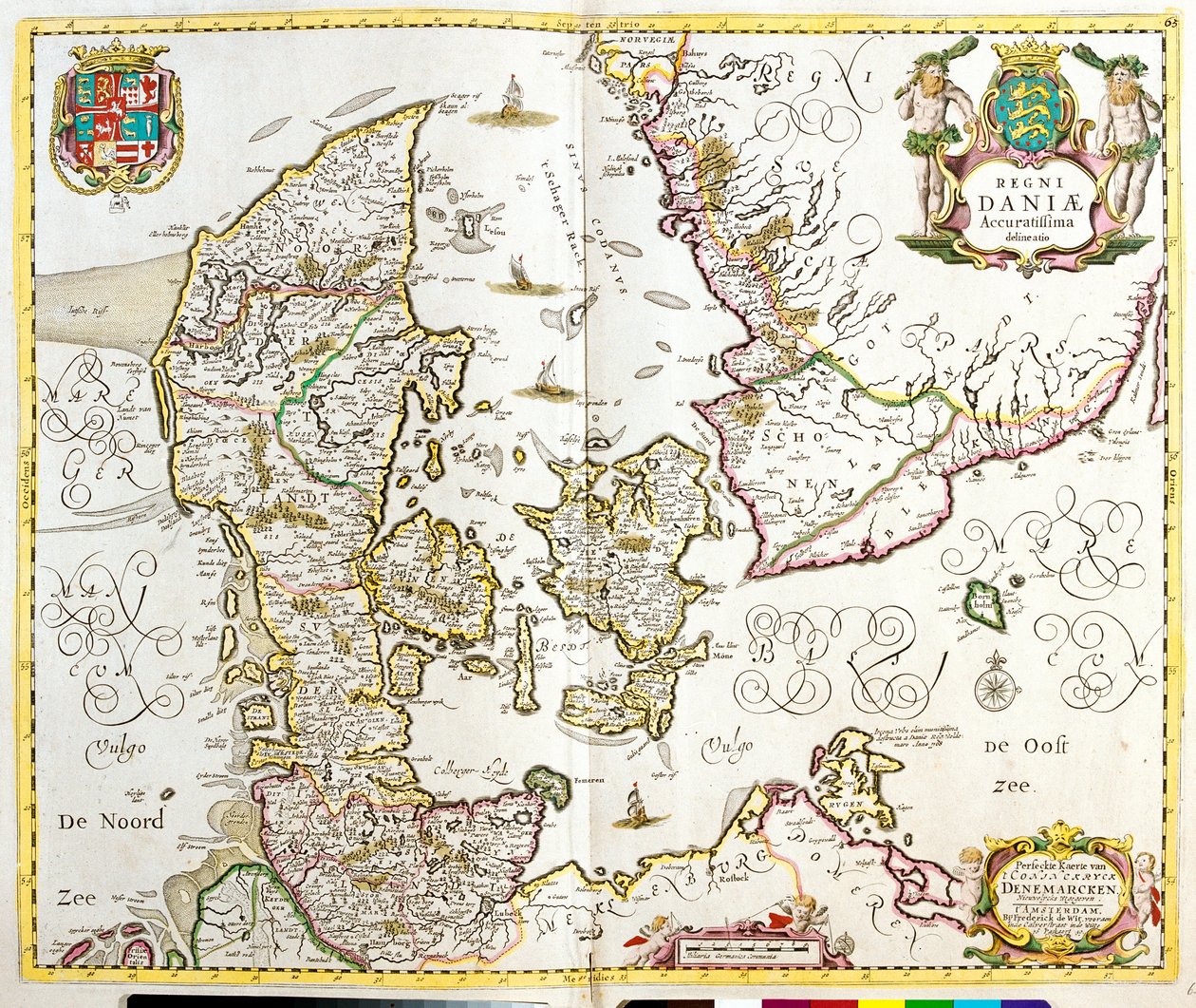 Mapa Królestwa Danii (akwaforta autorstwa Frederick de Wit