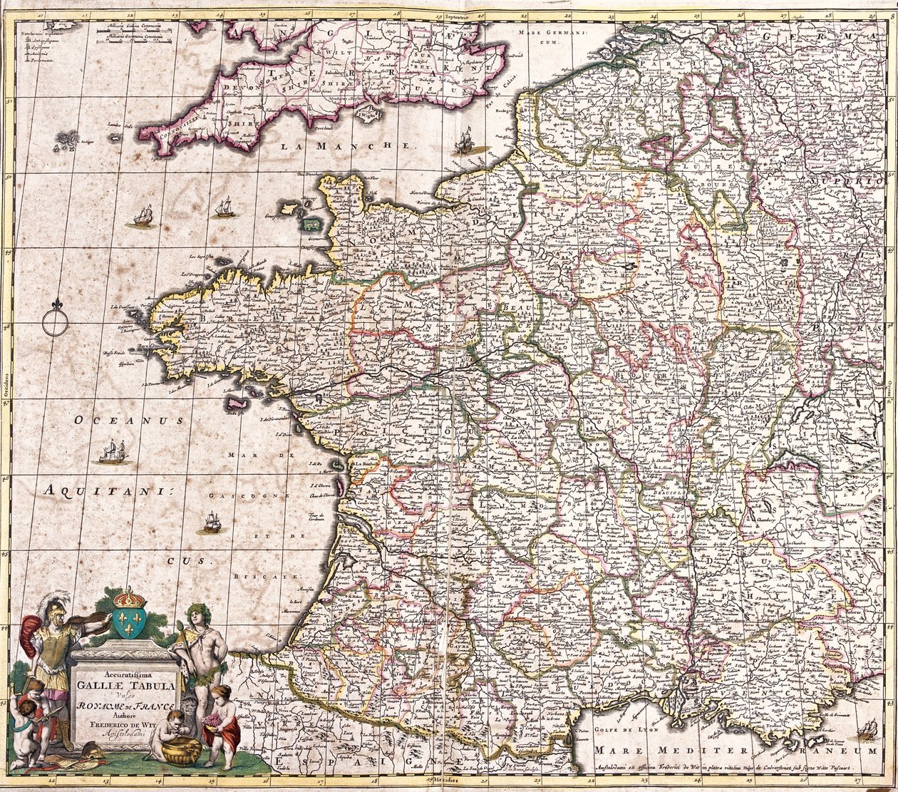 Mapa Królestwa Francji (akwaforta autorstwa Frederick de Wit