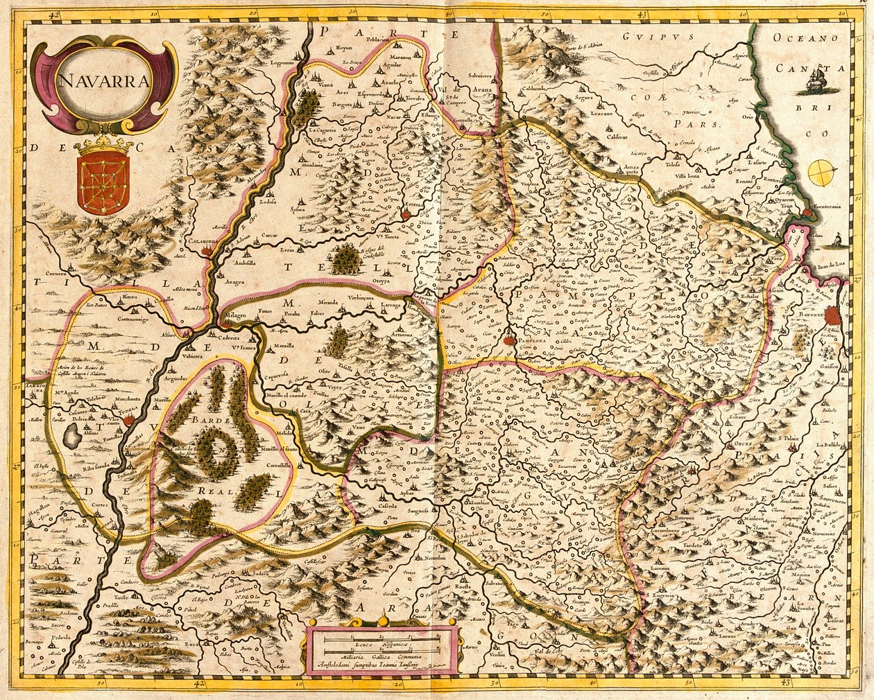 Mapa Królestwa Nawarry (Francja) (akwaforta autorstwa Frederick de Wit