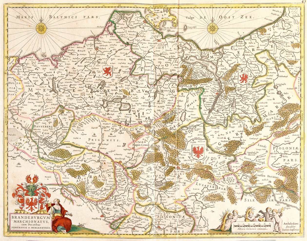 Mapa Marchii Brandenburskiej (Niemcy) (akwaforta autorstwa Frederick de Wit