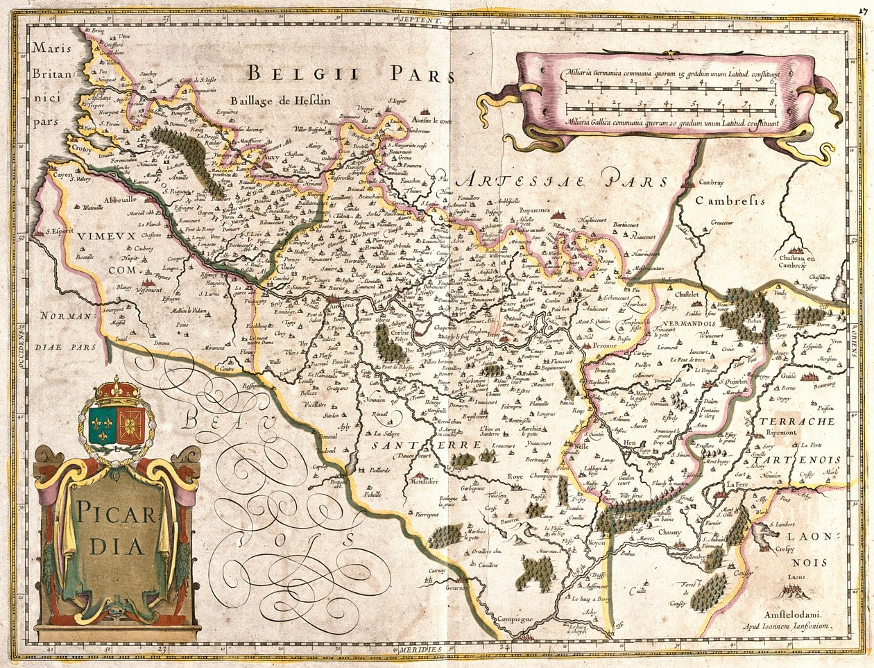 Mapa Prowincji Pikardia (Francja) (akwaforta autorstwa Frederick de Wit
