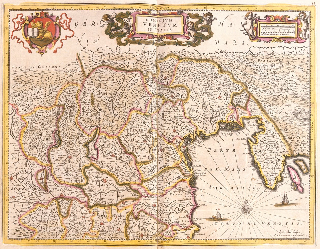 Mapa terytoriów weneckich we Włoszech (akwaforta autorstwa Frederick de Wit