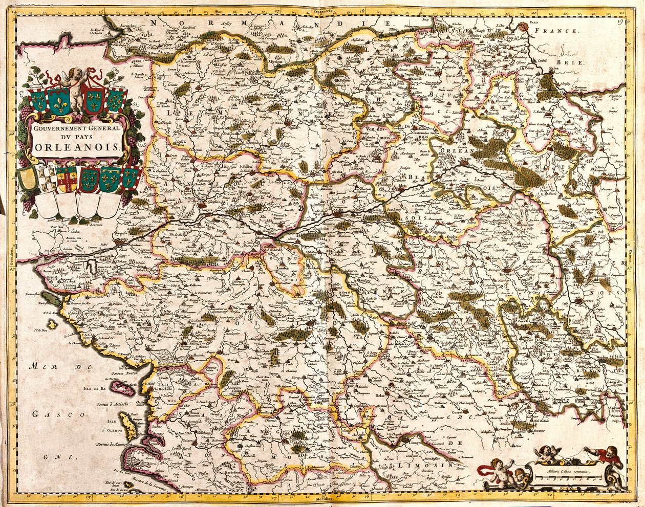 Mapa rządu generalnego kraju Orlean (Francja) (akwaforta autorstwa Frederick de Wit
