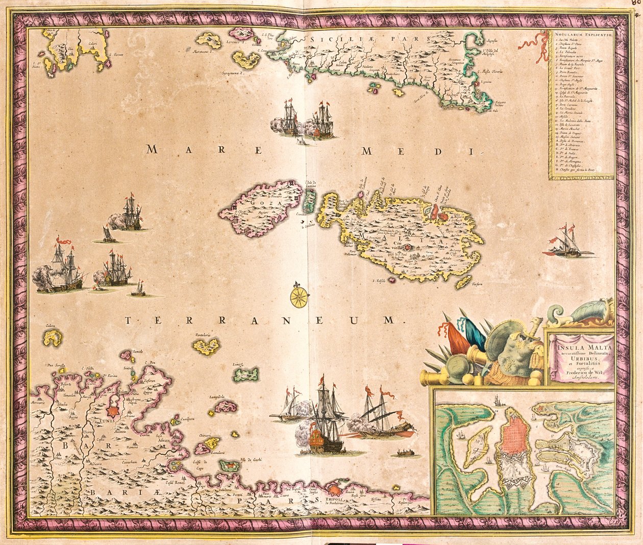 Mapa wyspy Malty (akwaforta autorstwa Frederick de Wit