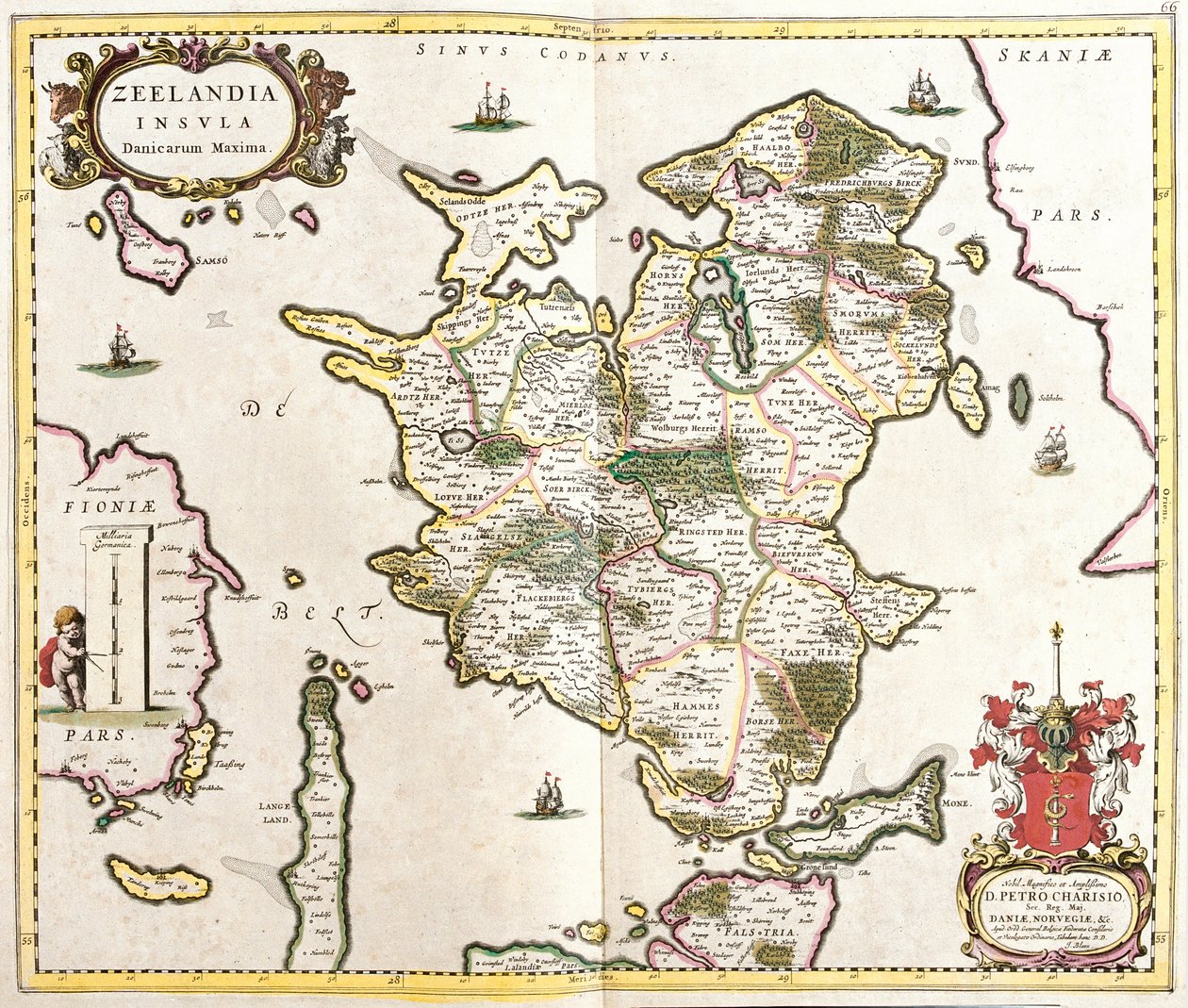 Mapa wyspy Zelande (Holandia) (akwaforta autorstwa Frederick de Wit