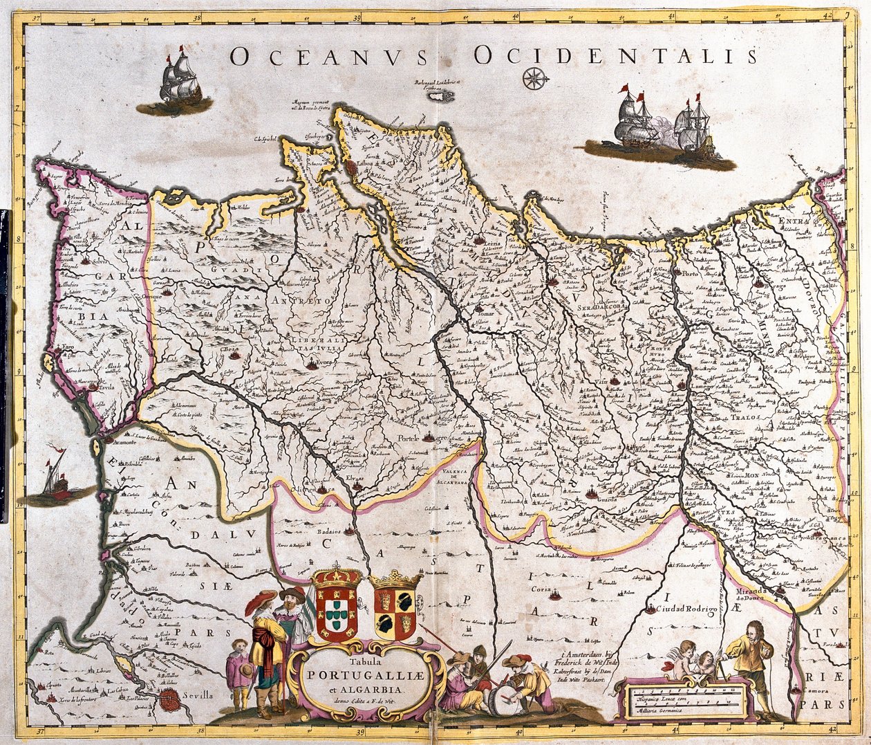 Mapa królestw Portugalii i Algarve (akwaforta autorstwa Frederick de Wit