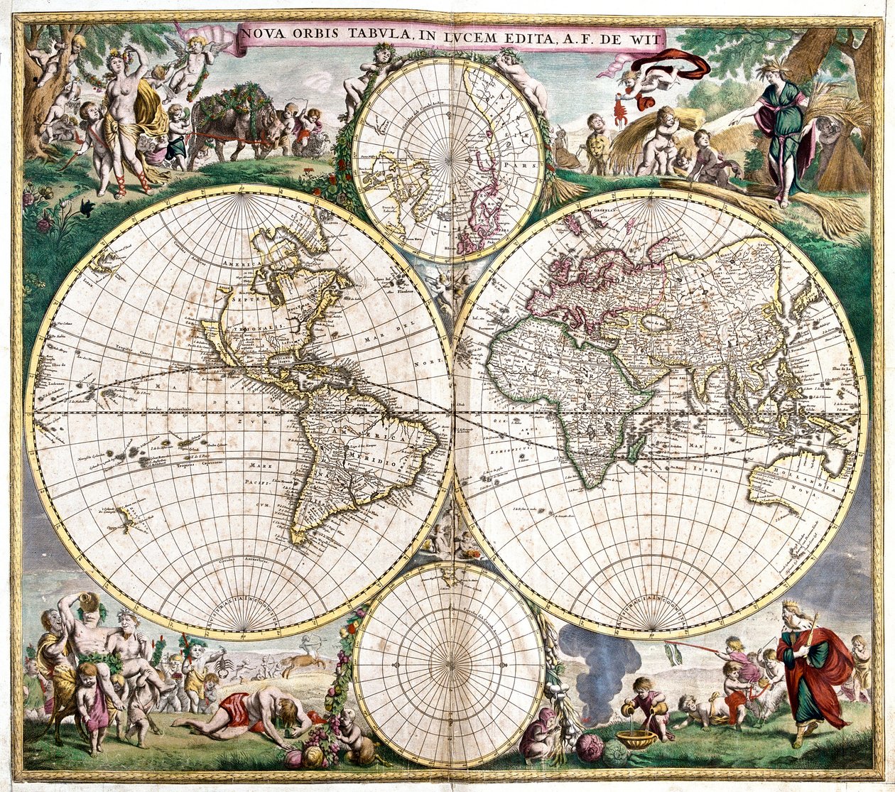 Świat Planisfery (akwaforta autorstwa Frederick de Wit