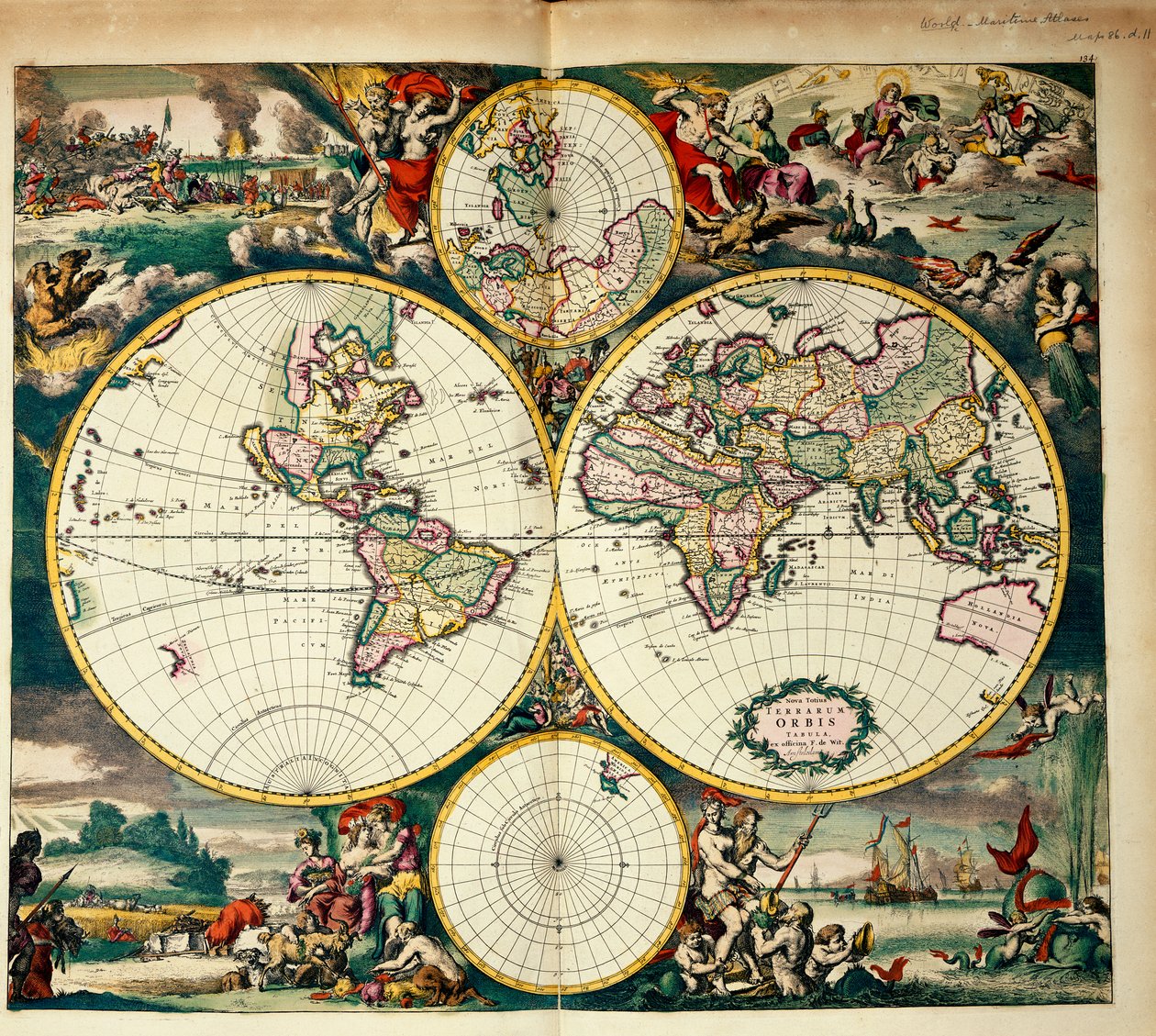 Mapa świata autorstwa Frederick de Wit