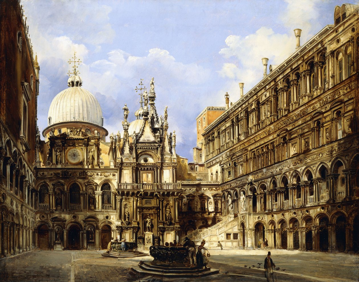 Dziedziniec Pałacu Dożów, Wenecja, 1841 autorstwa Frederico Moja