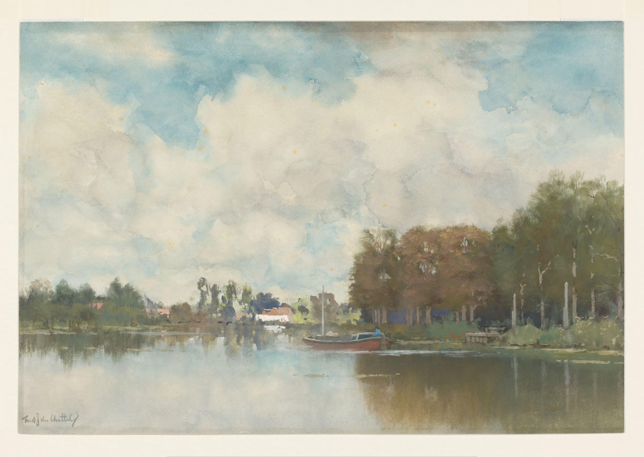 holenderski kanał autorstwa Fredericus Jacobus van Rossum du Chattel (signed by artist)