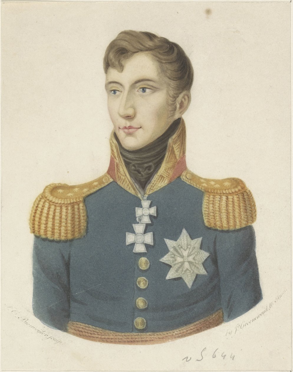 Portret Wilhelma II, króla Holandii autorstwa Frederik Christiaan Bierweiler