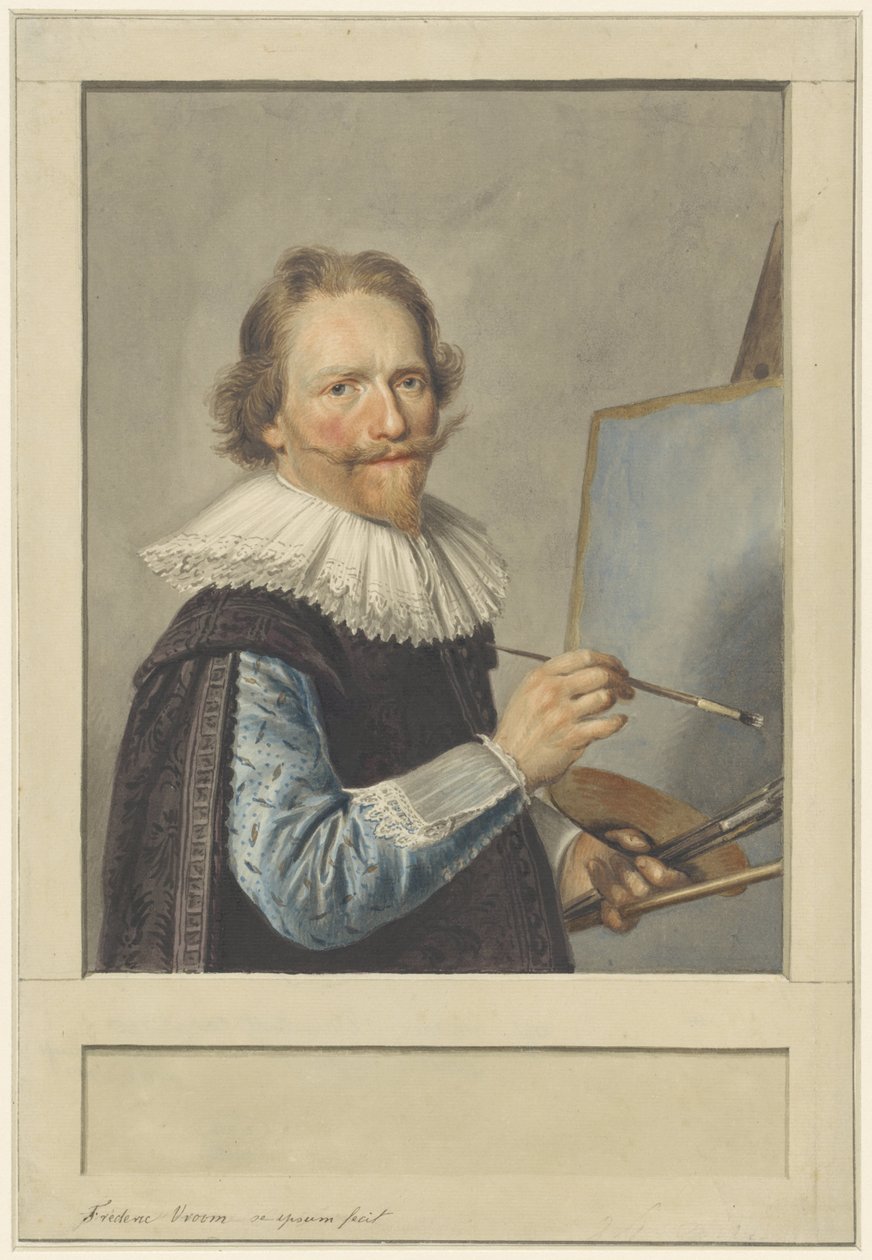 Portret Fryderyka Hendricksza. Vroom dla jego sztalugi autorstwa Frederik Hendricksz. Vroom