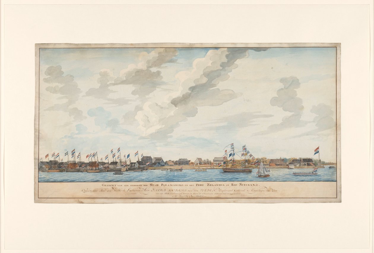 Widok na miasto Paramaribo i Fort Zeelandia autorstwa Frederik Jägerschiöld (signed by artist)