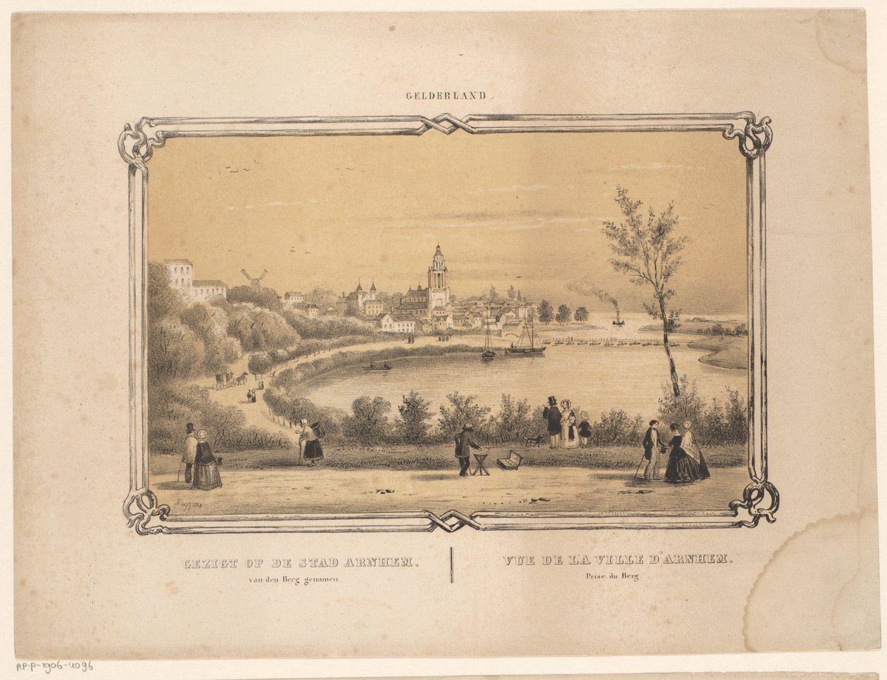Widok na Arnhem Widok miasta Arnhem z den Berg (tytuł na obiekcie) Gelderland (tytuł serii na obiekcie) autorstwa Frederik Lodewijk Huygens