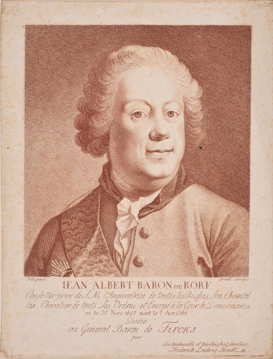 Portret barona Johanna Albrechta von Korff 1697-1766, połowa XVIII w. autorstwa Frederik Ludvig  Bradt
