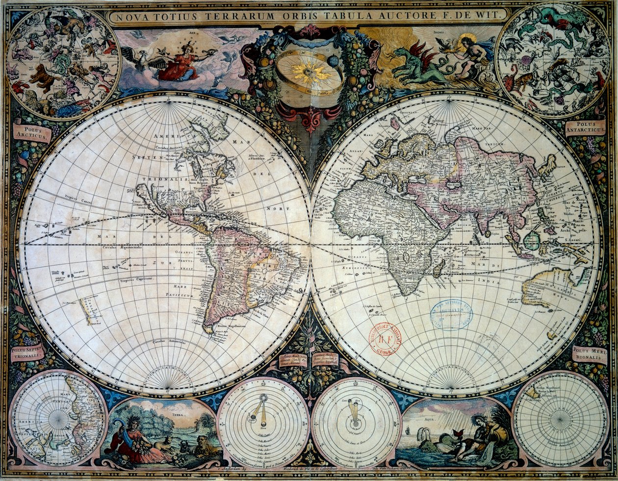 Planisphere autorstwa Frederica de Witta (XVII w.) (e.holl.) 1660 Paryż, B.N. autorstwa Frederik de (after) Wit