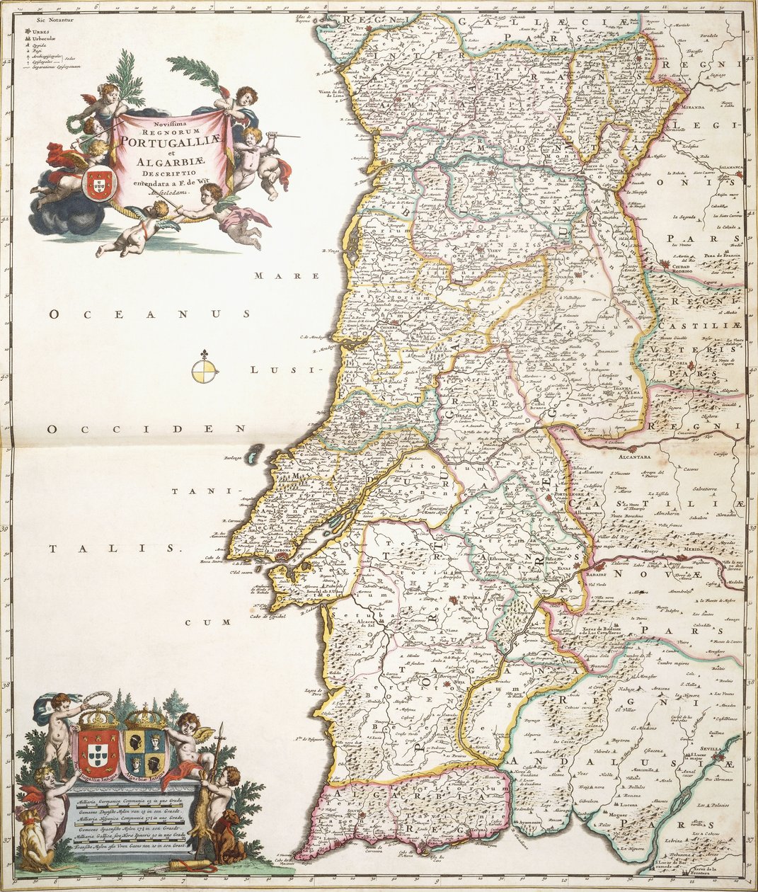 Mapa przedstawiająca Portugalię, ok.1680 autorstwa Frederik de Wit