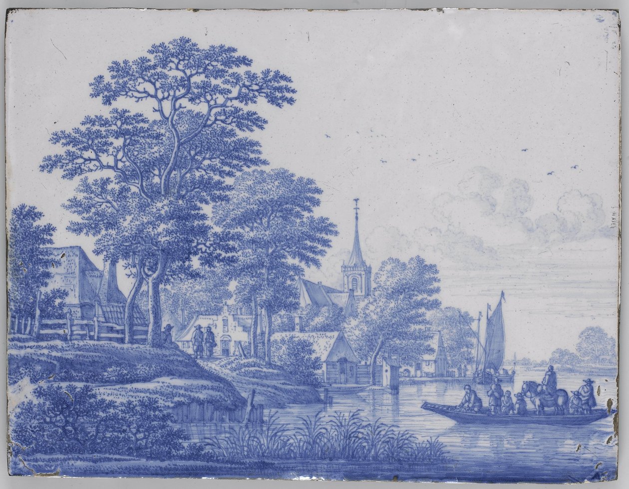 Prostokątna tablica z krajobrazem rzeki autorstwa Frederik van Frytom (attributed to)