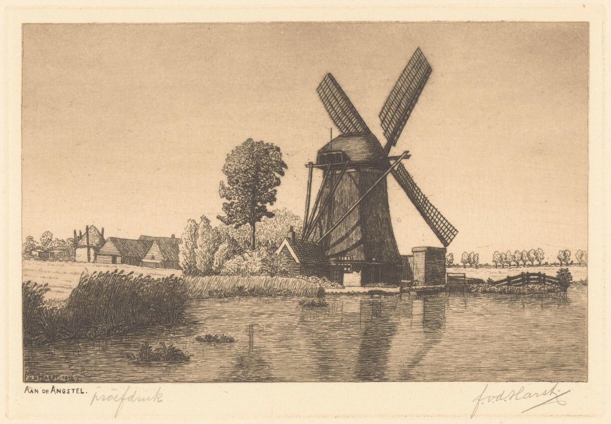 At the Fear (oryginalny tytuł na obiekcie) autorstwa Frederik van der Harst (signed by artist)
