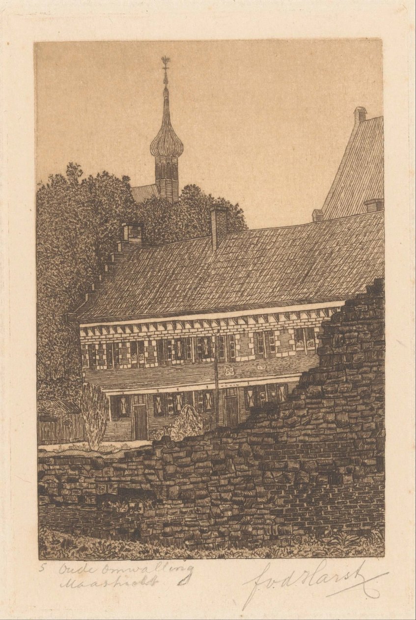Stare mury obronne, Maastricht (oryginalny tytuł na obiekcie) autorstwa Frederik van der Harst (signed by artist)