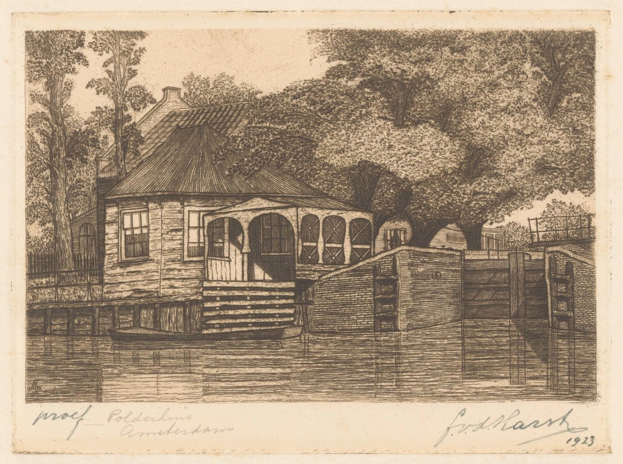 Polderhuis (oryginalny tytuł na obiekcie) autorstwa Frederik van der Harst (signed by artist)