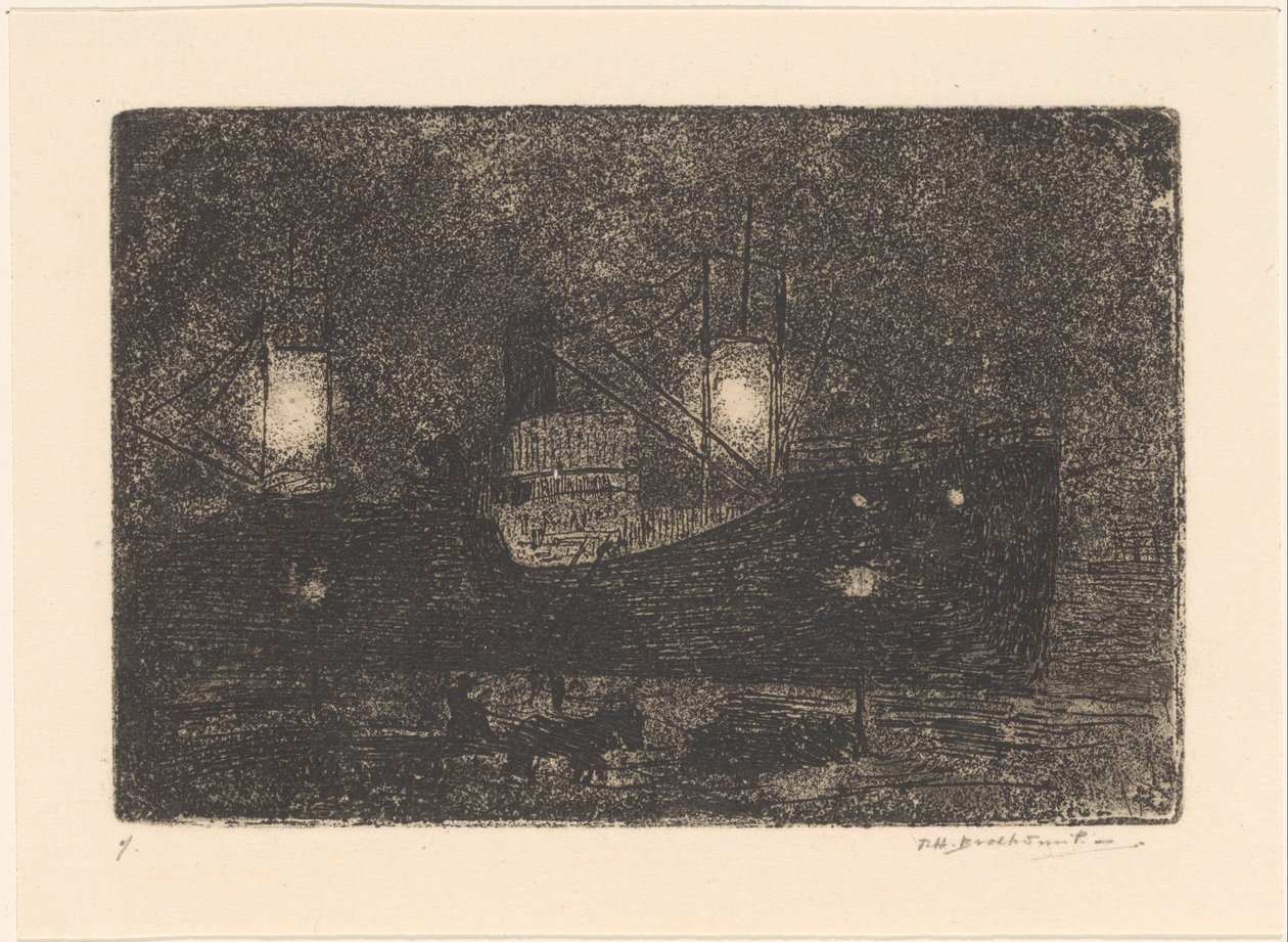 Łódź na nabrzeżu w nocy? autorstwa Frederika Henriëtte Broeksmit (signed by artist)