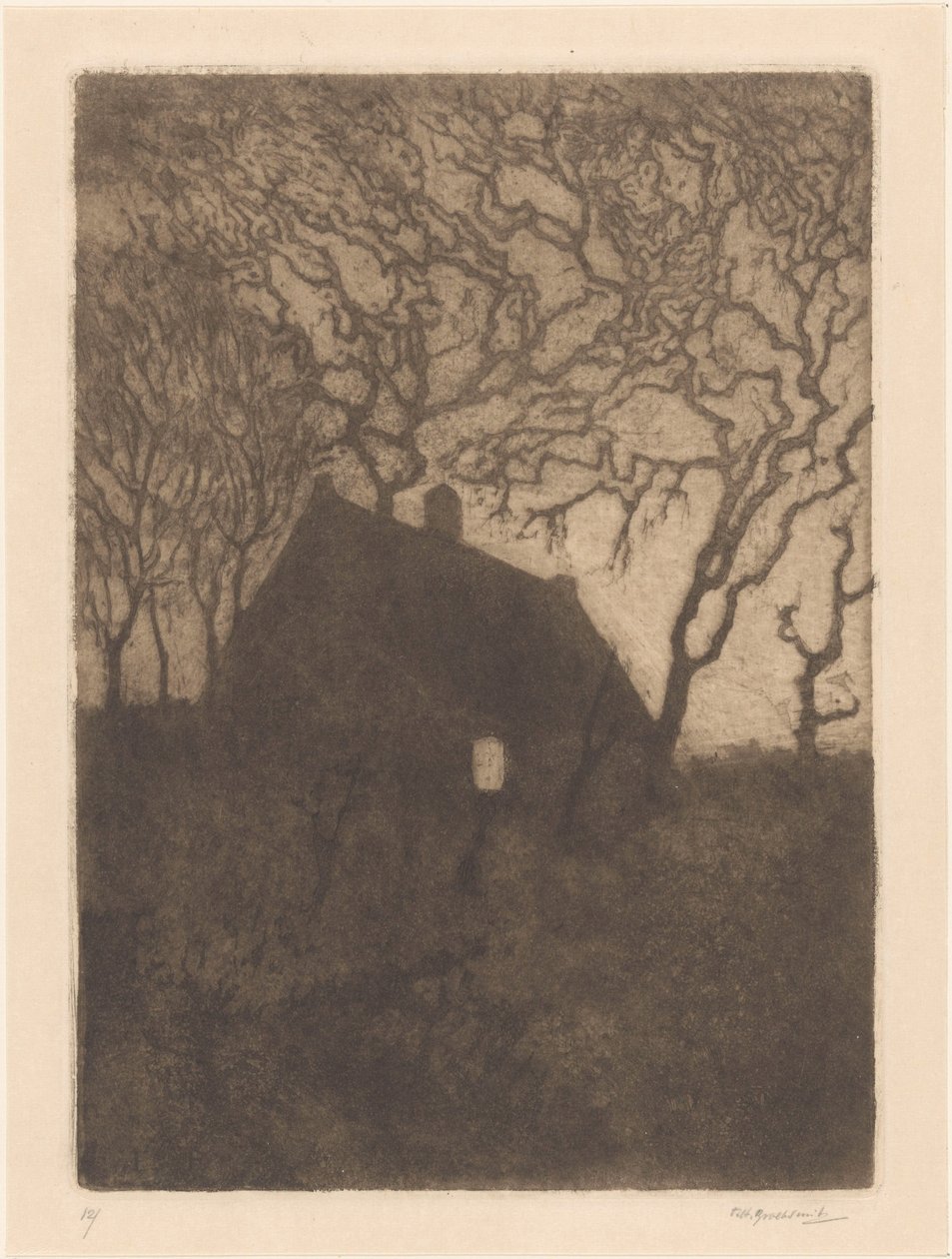 Dom w nocy autorstwa Frederika Henriëtte Broeksmit (signed by artist)