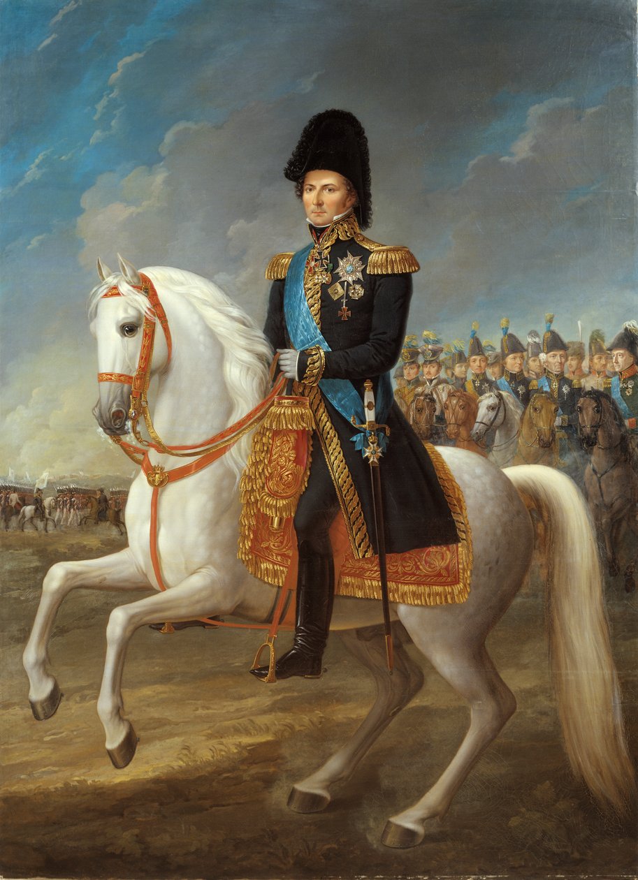 Karol XIV Johan, król Szwecji i Norwegii (1763-1844), jako następca tronu, wkracza do Lipska 1813 autorstwa Fredric Westin