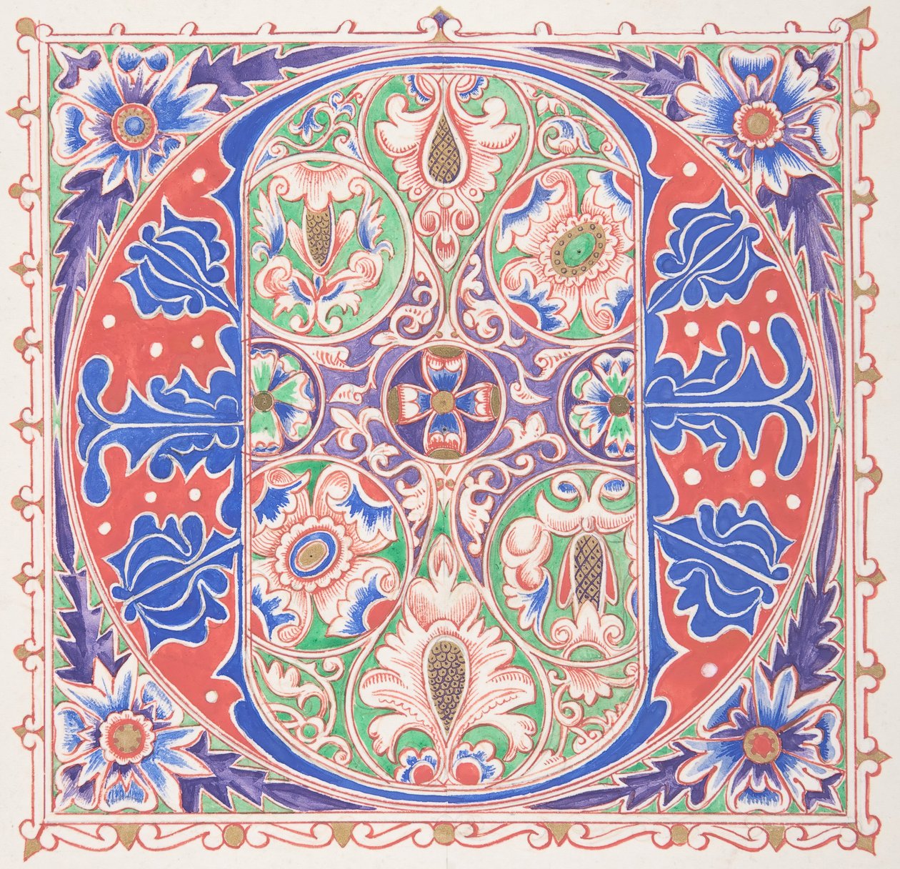 Podświetlany inicjał O, 1830-62. autorstwa Freeman Gage Delamotte