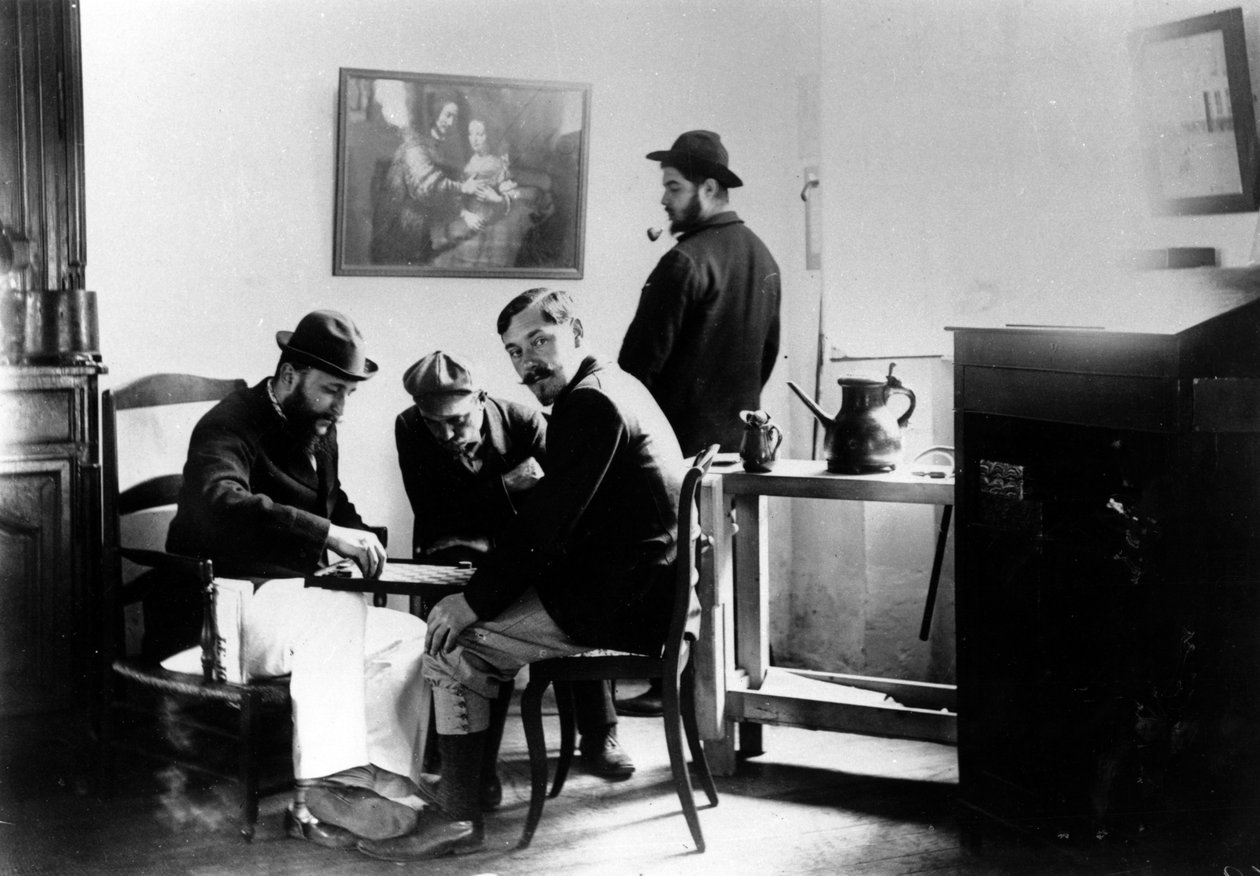 Gra w warcaby w Le Relais, domu rodziny Natanson w Villeneuve-sur-Yonne, ok. 1930 r. 1899 autorstwa French Photographer