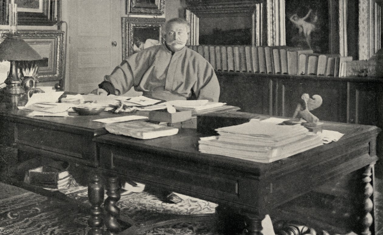 Alexandre Dumas Fils (1824-95) w swoim gabinecie autorstwa French Photographer