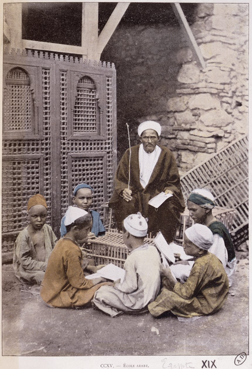 Szkoła arabska w Kairze ok. 1900 (kolorowe zdjęcie) autorstwa French Photographer