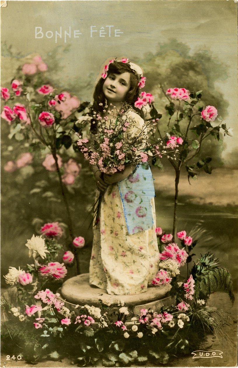 Karta Bonne Fete, 1907 (zdjęcie przyciemnione kolorem) autorstwa French Photographer