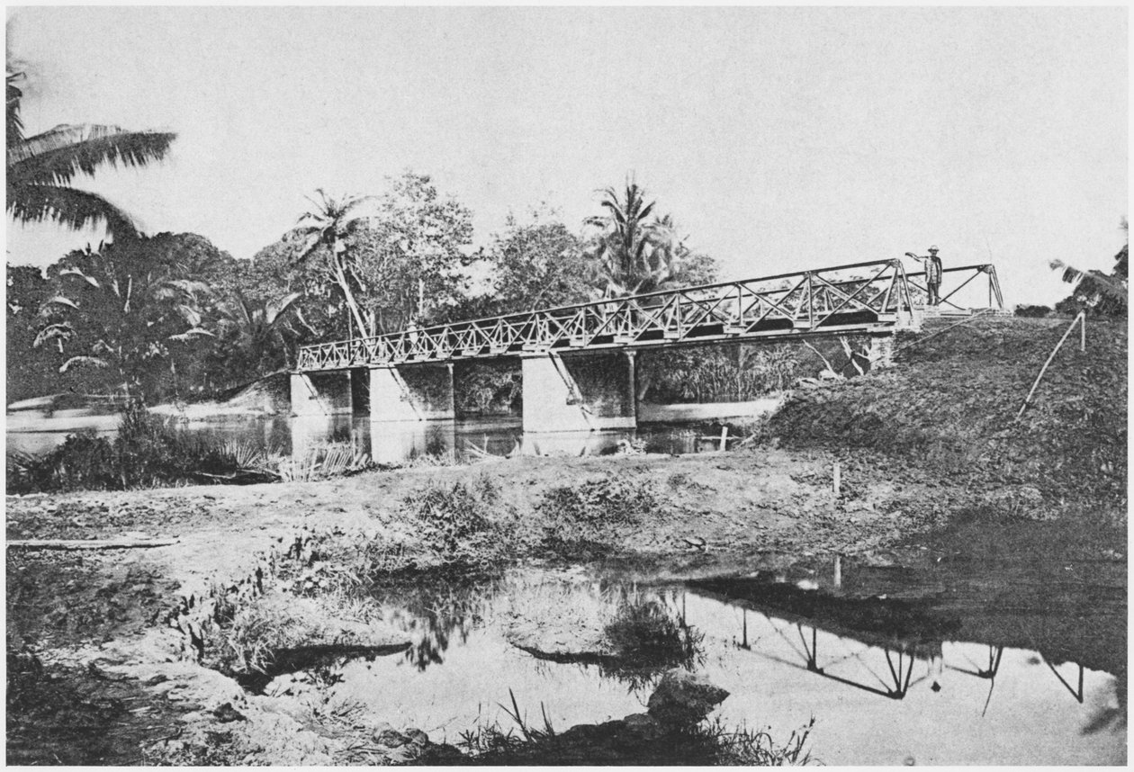Most nad rzeką Rach Lang, dzielnica Sajgonu, 1885 autorstwa French Photographer