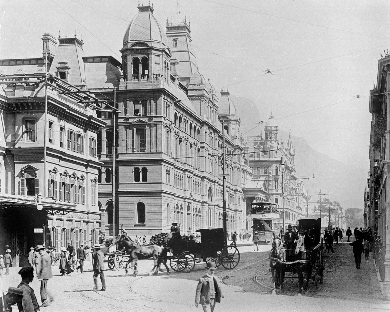 Kapsztad: New Adderley Street, ok. 1914 (zdjęcie bw) autorstwa French Photographer