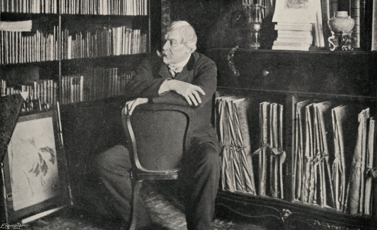 Edmond de Goncourt (1822-96) w swoim gabinecie autorstwa French Photographer