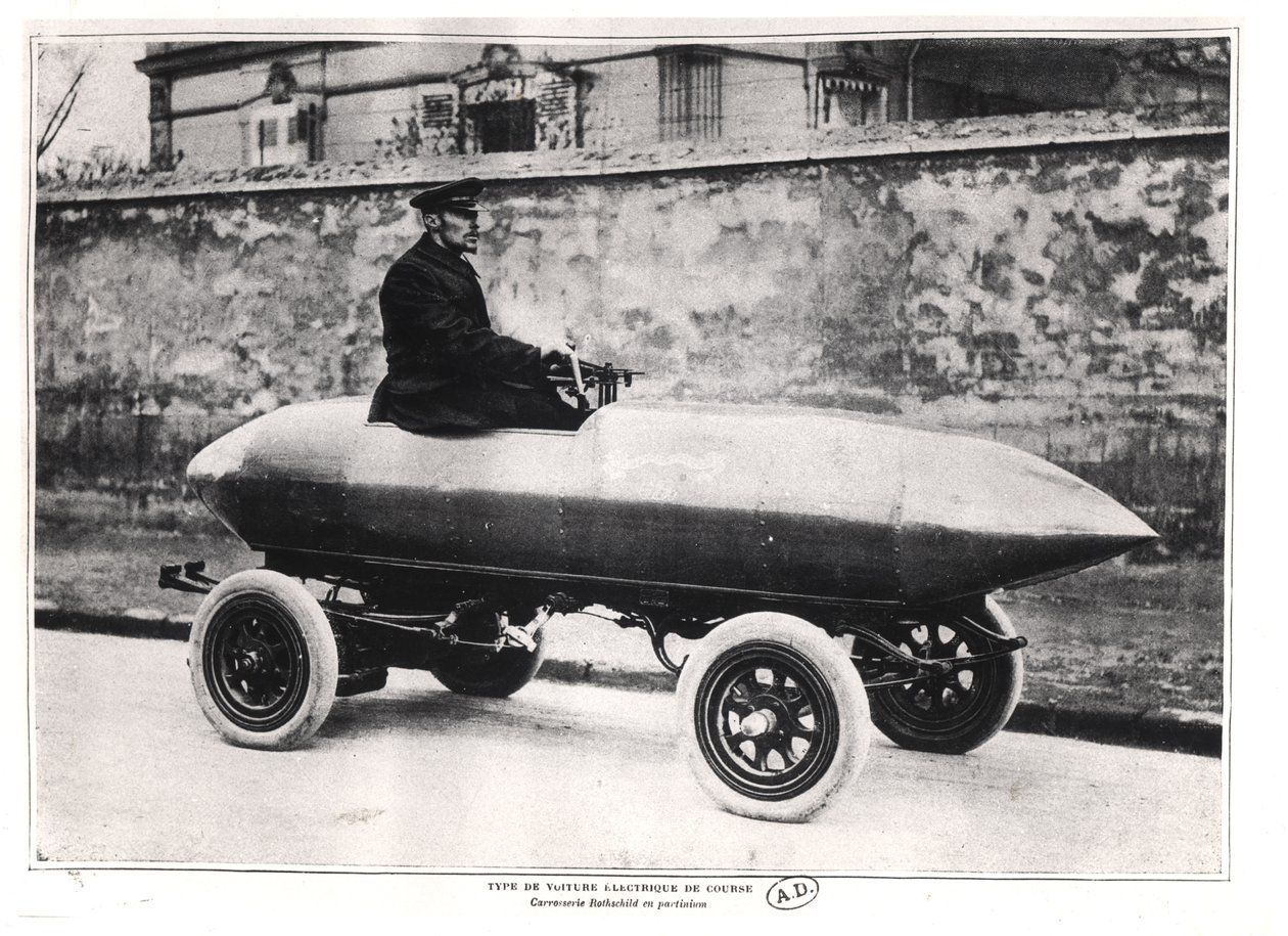 Elektryczny samochód wyścigowy Jenatzy La Jamais Contente, ok.1900 autorstwa French Photographer
